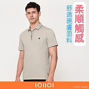 IOIIOI歐洲貴族 男裝 短袖休閒POLO衫 修身POLO 素面 透氣吸濕排汗 涼感 L 卡其色