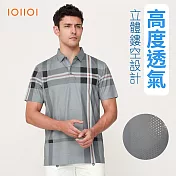 OIIOI歐洲貴族 男裝 短袖涼感POLO衫 防皺POLO 彈力 冰涼感 魅力出眾 L 灰色