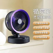 數顯100檔桌面循環扇 擺頭掛立兩用風扇 (USB直插電源) 灰色