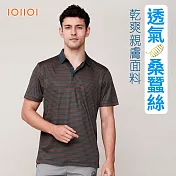 IOIIOI歐洲貴族 男裝 桑蠶絲 短袖口袋POLO 冰涼感 防皺 彈力 條紋 L 條紋多色