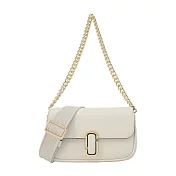MARC JACOBS THE J MARC 光滑皮革翻蓋鏈帶斜背/肩揹包-迷你/ 米白