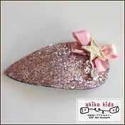 【akiko kids】閃亮亮水滴造型兒童BB髮夾 -粉色五星吊墜