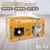 貓本屋 輕奢華雙層雙洞口 貓抓板貓屋 雙貓頭款