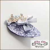 【akiko kids】閃亮亮水滴造型兒童BB髮夾 -灰色雙皇冠