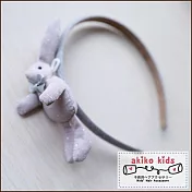 【akiko kids】棉麻卡通動物造型兒童髮箍 -灰色兔子
