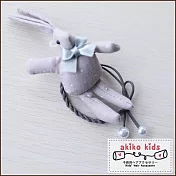 【akiko kids】棉麻卡通動物造型兒童髮圈 -灰色兔子