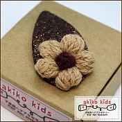 【akiko kids】手勾毛線甜美花朵造型兒童髮BB夾 -卡其色