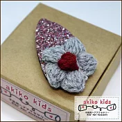 【akiko kids】手勾毛線甜美花朵造型兒童髮BB夾 -灰色