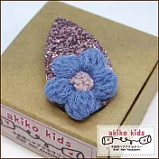 【akiko kids】手勾毛線甜美花朵造型兒童髮BB夾 -藍色