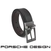 【Porsche Design 保時捷】限量3折 德國頂級小牛皮皮帶 全新專櫃展示品 (黑色 FU5030)