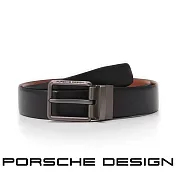 【Porsche Design 保時捷】限量3折 德國頂級小牛皮皮帶 全新專櫃展示品 (黑色 FU5058)