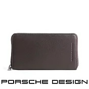 【Porsche Design 保時捷】限量3折 德國頂級小牛皮拉鍊長夾 全新專櫃展示品 (深咖啡色 OSO9915BR)