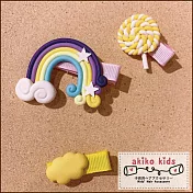 【akiko kids】Sunny Girl可愛彩虹棒棒糖造型兒童髮夾三件組 -黃色系