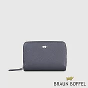 【BRAUN BUFFEL 德國小金牛】台灣總代理 尚恩A 拉鍊零錢包(網路限定)-藍色/BF354-161A-NY