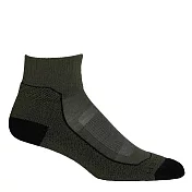 【紐西蘭Icebreaker 】男 短筒薄毛圈健行襪(+)- S 橄欖綠/黑