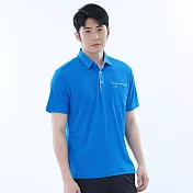 【遊遍天下】男款格紋領 抗UV吸濕排汗速乾短袖機能POLO衫(GS1011) XL 藍色