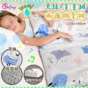 《Embrace英柏絲》台灣製純天絲x荳荳絨兒童四季被4x5尺(含兩面用被套) 防蹣抗菌 小小恐龍
