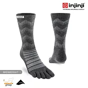 injinji Outdoor戶外避震羊毛五趾中筒襪NX XL 石板灰