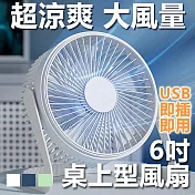 6吋USB降噪大風量桌上型風扇攜帶型電風扇 綠色