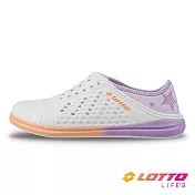 【LOTTO 義大利】 女 STELLA 星彩洞洞鞋- 25cm 白/紫
