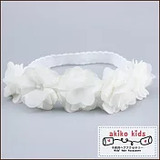 【akiko kids】甜美蕾絲5朵花造型0.3-18月寶寶髮帶 -白色