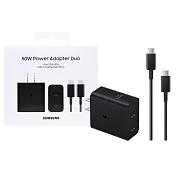 Samsung 原廠新款 50W雙孔超快充+1.8m 5A雙Type C線組-支援S25 S24系列【T5020/盒裝】 黑色