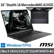 msi微星 Stealth 16 MercedesAMG A1VGG-263TW 16吋電競筆電(Ultra 9 185H/32G/2T SSD/RTX4070/W11P