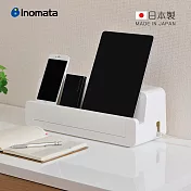 【日本inomata】日本製多功能平板手機充電架/集線收納盒- 白