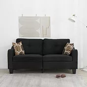 IDEA-濰克經典設計三人沙發/亞麻布/編織布/人工皮革沙發-三種材質 B款：短絨編織布/黑色