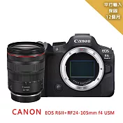 【Canon佳能】EOS R6 II+RF24-105mm F4 USM 標準變焦鏡頭*(平行輸入)~送128G副電座充包筆帶大清