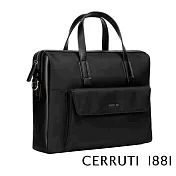 【Cerruti 1881】限量2折 義大利頂級小牛皮皮革公事包/斜背包 全新專櫃展示品(黑色 CECA06492T)