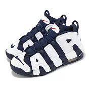 Nike 休閒鞋 Air More Uptempo GS 大童 女鞋 藍 白 奧運 美國隊 氣墊 FV5371-100 23cm WHITE/MIDNIGHT NAVY