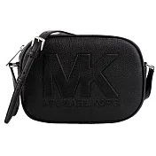 MICHAEL KORS 立體LOGO素面皮革斜背包-黑