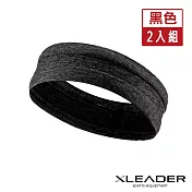 Leader X 高彈性透氣速乾運動頭帶 止汗帶 2入組 黑色x2