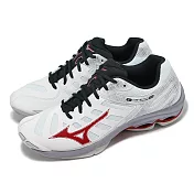 Mizuno 排球鞋 Wave Voltage 2 男鞋 白 紅 波浪片 室內運動 羽排鞋 美津濃 V1GA2460-21