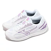 Mizuno 排球鞋 Cyclone Speed 4 女鞋 白 紫 入門款 室內運動 羽排鞋 美津濃 V1GC2380-10