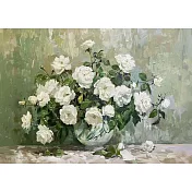 【LAVOD 線上藝廊】藝術微噴油畫 30X40CM 無框畫+實木框-原木色 藝術掛畫 | 客廳掛畫 白色玫瑰