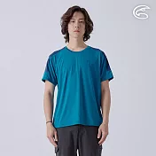 ADISI 男緹花洞洞圓領排汗抑菌消臭上衣 AL2411060  (M-2XL) M 比斯開綠/藏青