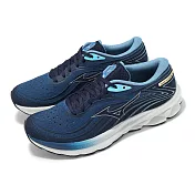 Mizuno 慢跑鞋 Wave Skyrise 5 男鞋 藍 白 高回彈 運動鞋 美津濃 J1GC2409-51 29cm BLUE/GREY