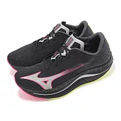 Mizuno 競速跑鞋 Wave Rebellion Flash 2 男鞋 黑粉 雙層中底 波浪片 運動鞋 美津濃 J1GC2436-52