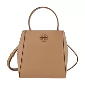 TORY BURCH McGraw 荔枝紋手提/斜背水桶包-小/ 棕