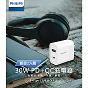 PHILIPS飛利浦 USB-C 30W PD充電器 DLP5321C/96 超值二入組