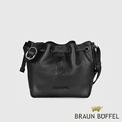 【BRAUN BUFFEL 德國小金牛】台灣總代理 妮娜 小水桶包-黑色/BF814-31-BK