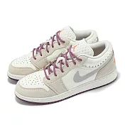 Nike 休閒鞋 Air Jordan 1 Low GS Lets Play 大童 女鞋 米白 粉紅 AJ1 FQ8094-100