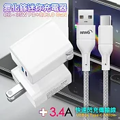 CITY 35W Gan氮化傢Type-C(PD)+USB快充白+HANG 高密編織 Type-C USB 3.4A快充充電線100cm 灰色