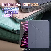 Dapad for iPad Pro 13吋 2024雙折多功能平板保護套附筆槽  黑色