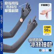 冰絲涼感全覆蓋功能防曬袖套 戶外騎行防曬手套 冰絲涼感袖套 機車袖套 遮陽袖套 黑色