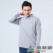 【ATUNAS 歐都納】男款羊毛長袖POLO衫A1PS2315M- 2XL 灰