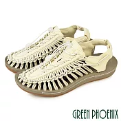 【GREEN PHOENIX】男女 涼鞋 溯溪鞋 手工 編織 水陸 兩棲 戶外 EU35 米色