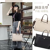 俐落美型 15.6吋 商務休閒質感大容量防潑水筆電包 手提/肩揹/斜揹 暖杏咖